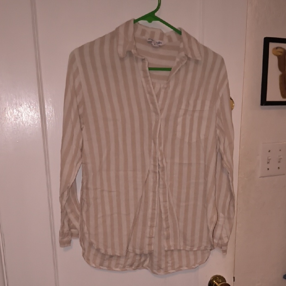 Old Navy | Beige Striped Button Down Shirt